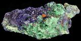 Sparkling Azurite Crystal Cluster with Malachite - Laos #69718-1